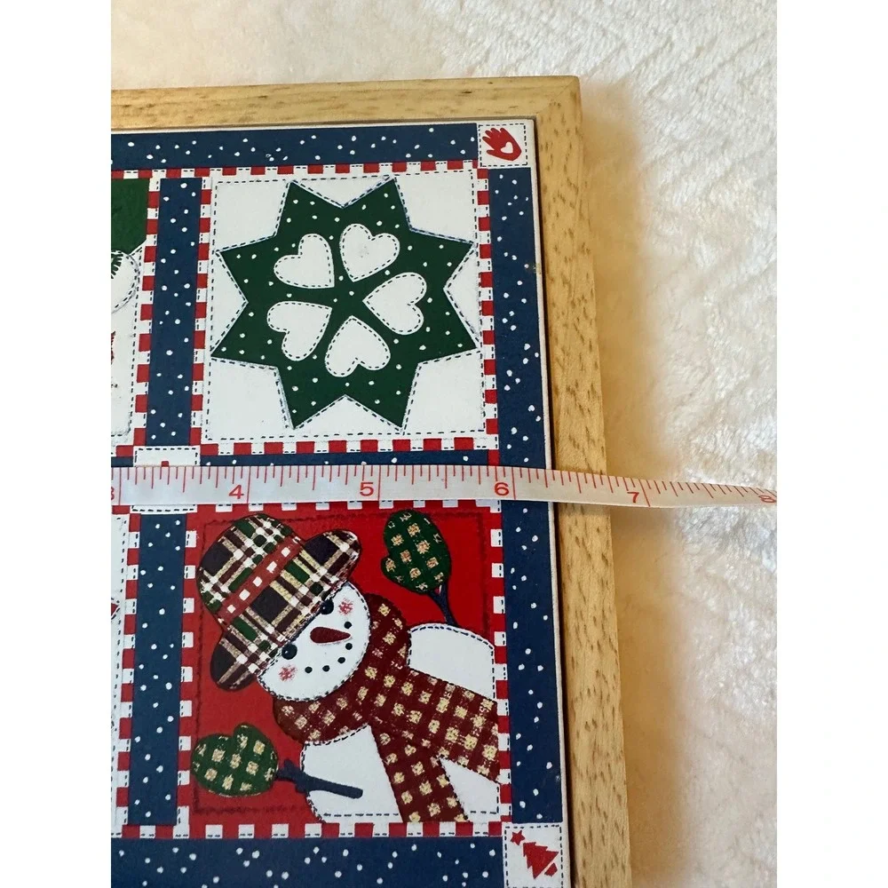 Hallmark Christmas Quilt Snowman Ceramic Tile/Trivet